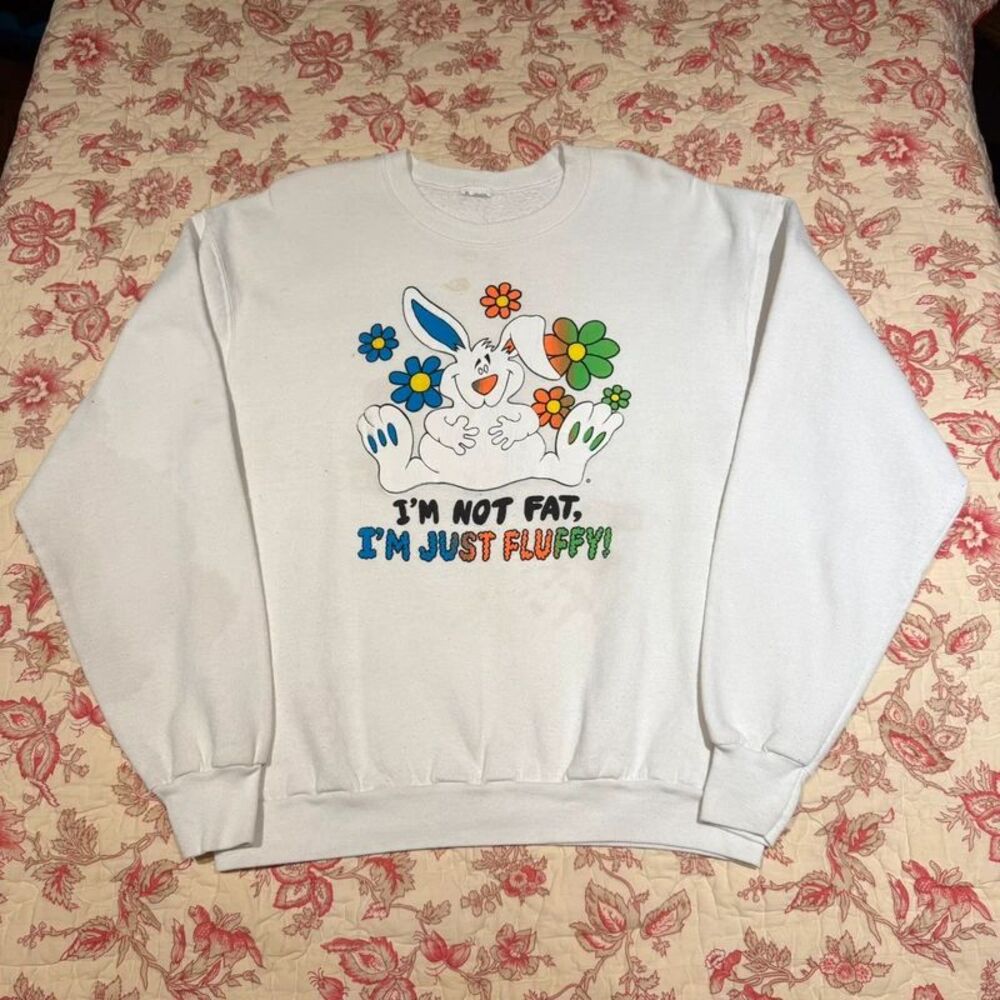 Vintage 80s Fruit of the Loom Bunny Fluffy Crewneck Sweater! Fruit of the Loom